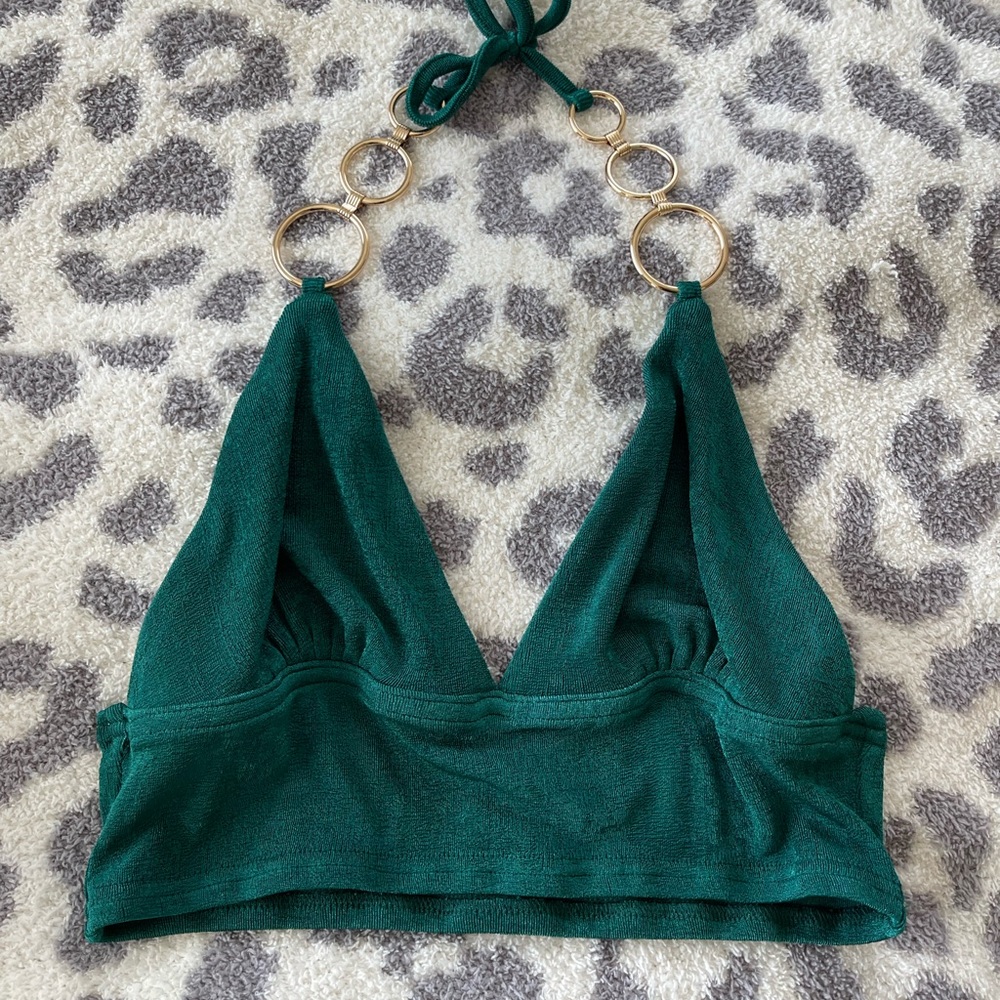 Princess Polly emerald green crop top